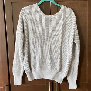 Grey cable knit open back sweater